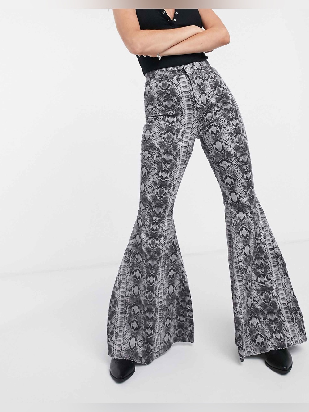 We The Free Just Float On Flare Snake Print Jeans